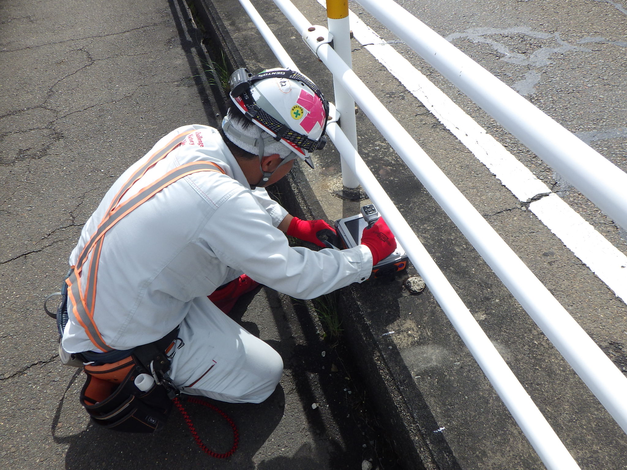 橋梁修繕工事の内防護柵取替工